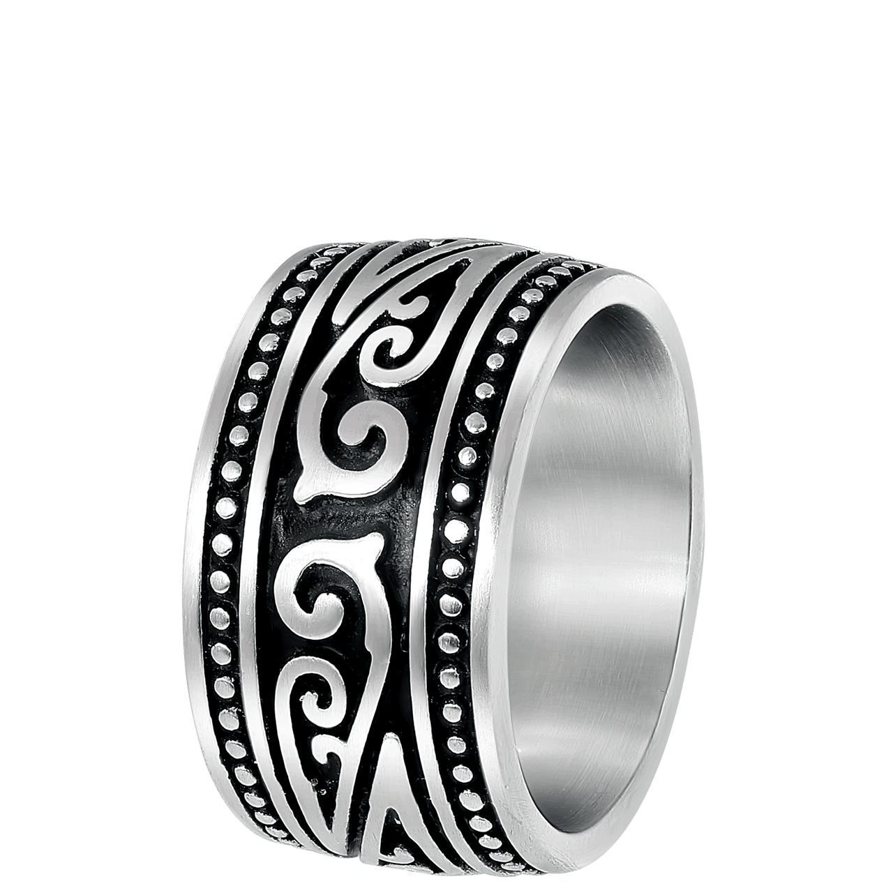 Stainless steel ring mat cloud met zwarte accenten