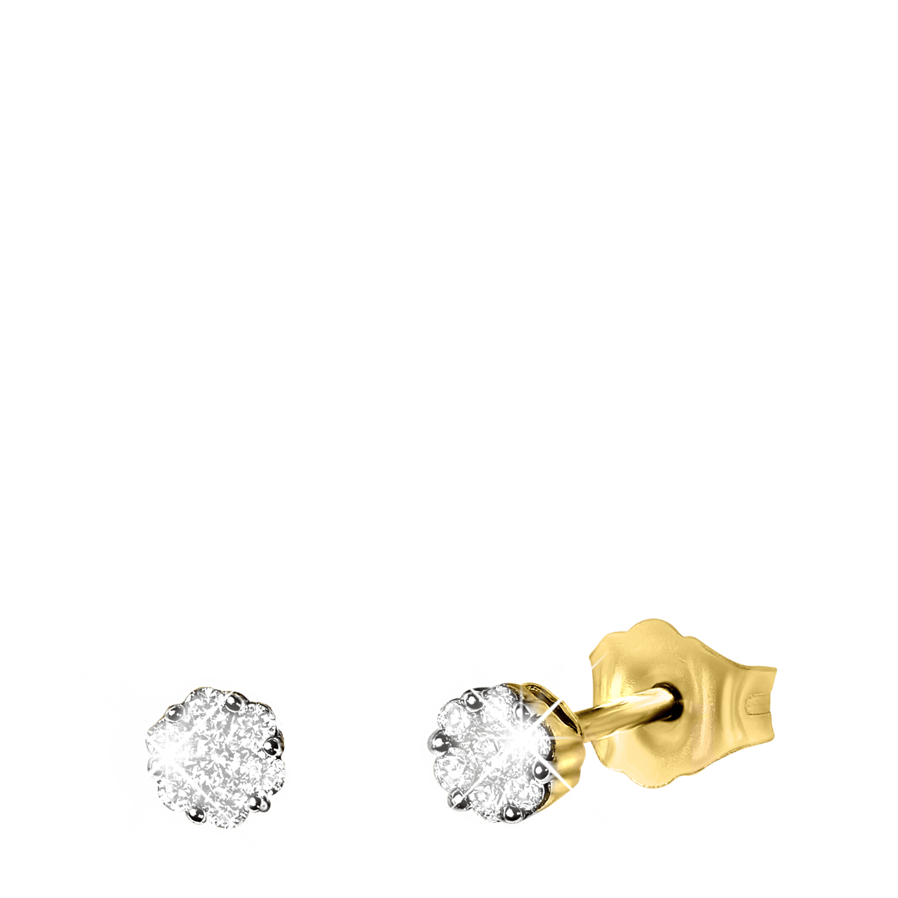 14 Karaat geelgouden oorbellen met diamant 0.15ct