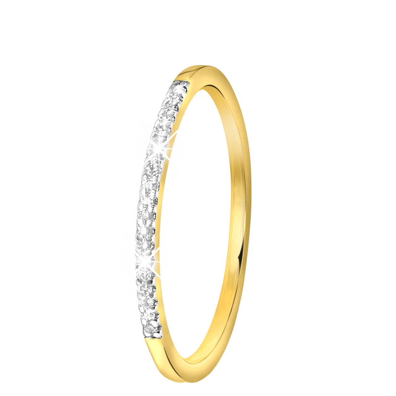 14 Karaat geelgouden rijring 19 diamanten 0,05ct
