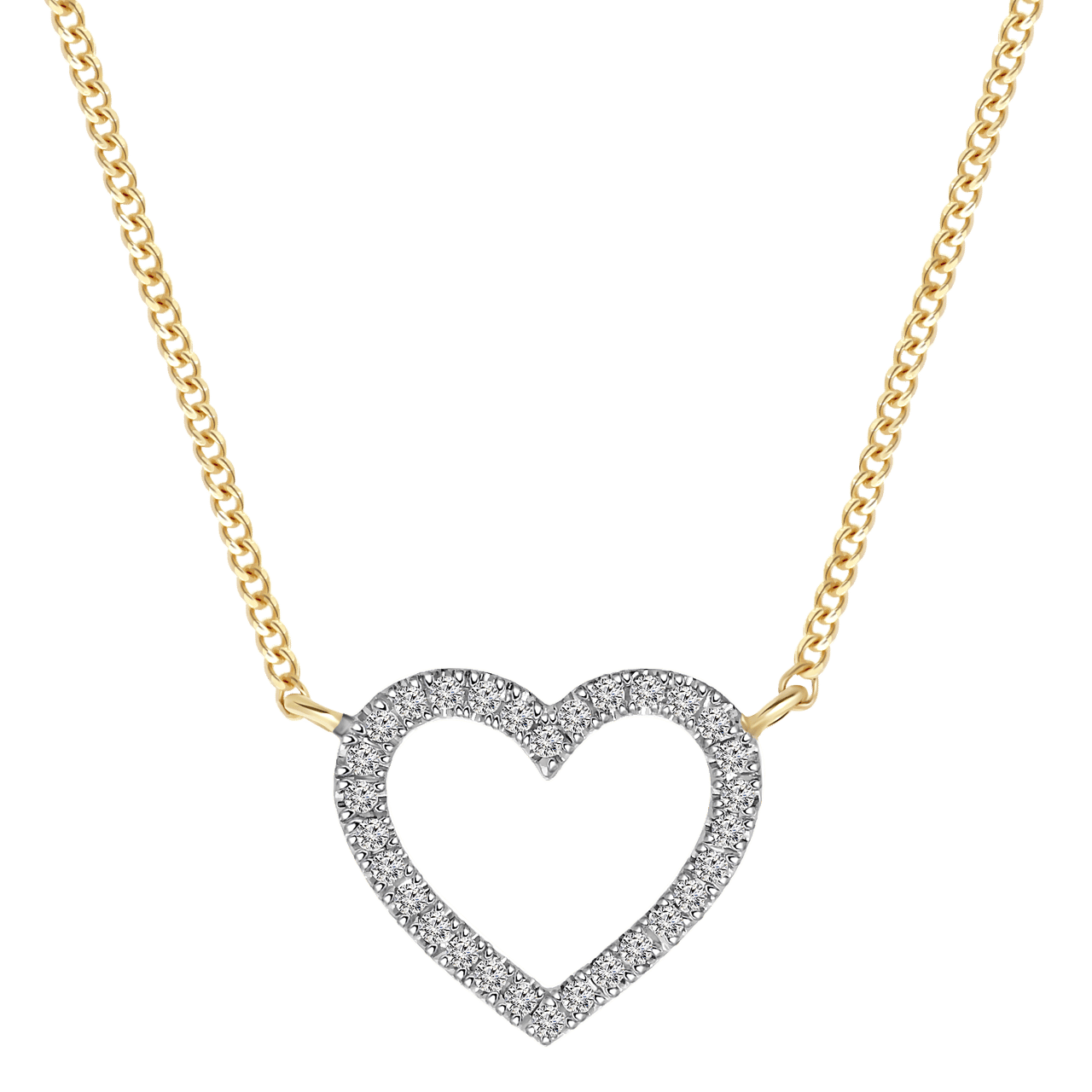 14 Karaat geelgouden ketting hart diamant 0,05ct