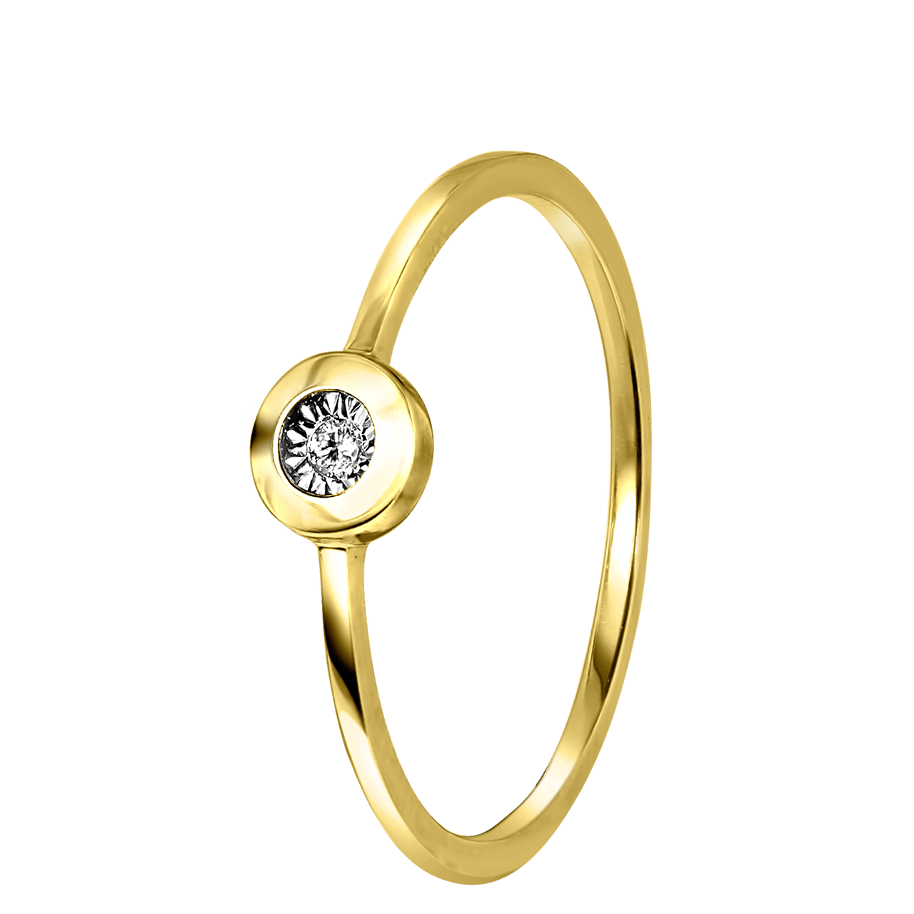 14 Karaat geelgouden ring met diamant 0,01ct