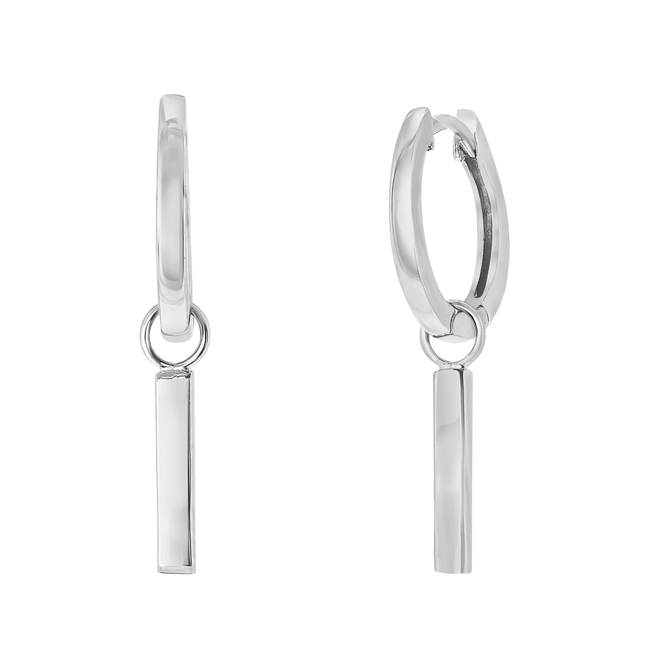 Ohrringe, 925 Silber, Stab, rhodiniert
