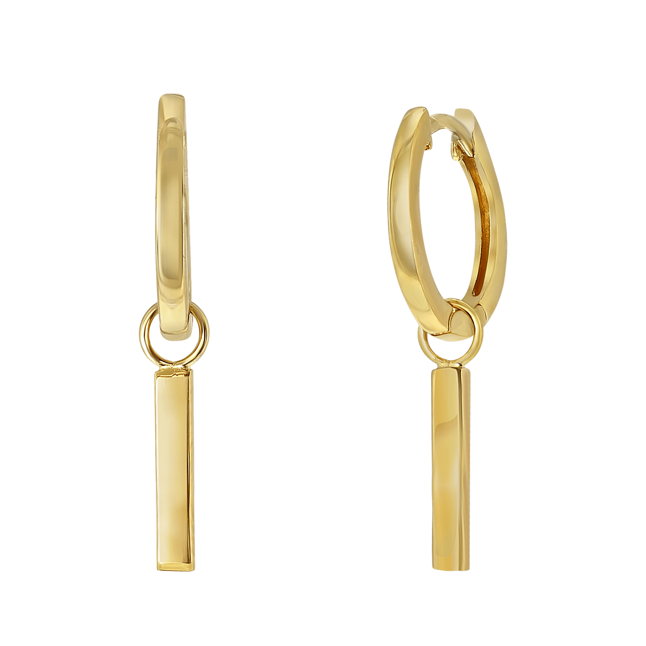 Zilveren oorringen goldplated bar voor dames