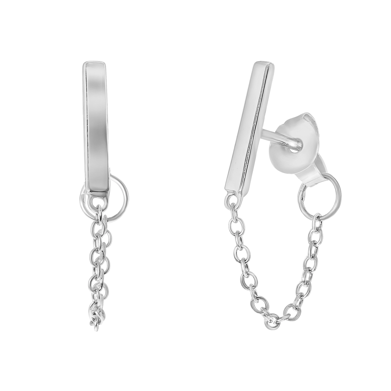 Ohrringe, 925 Silber, Stab, rhodiniert