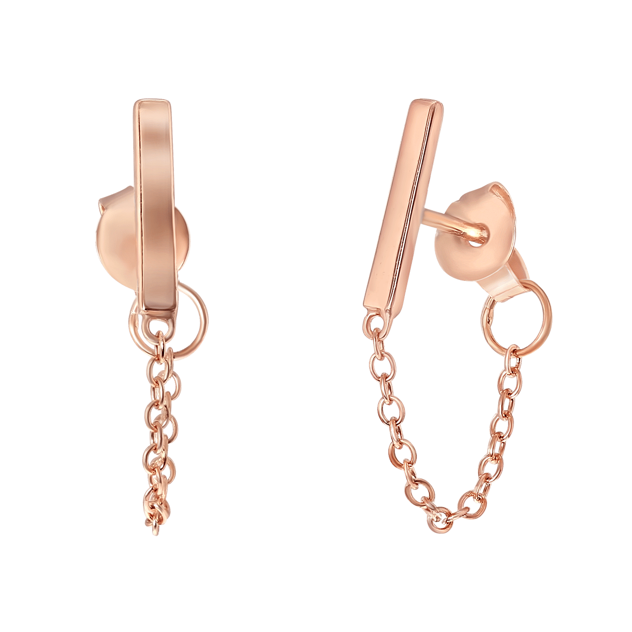 Zilveren oorbellen roseplated bar
