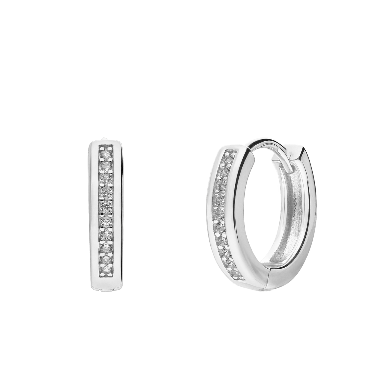 Zilveren oorringen rhodiumplated met zirkonia voor dames