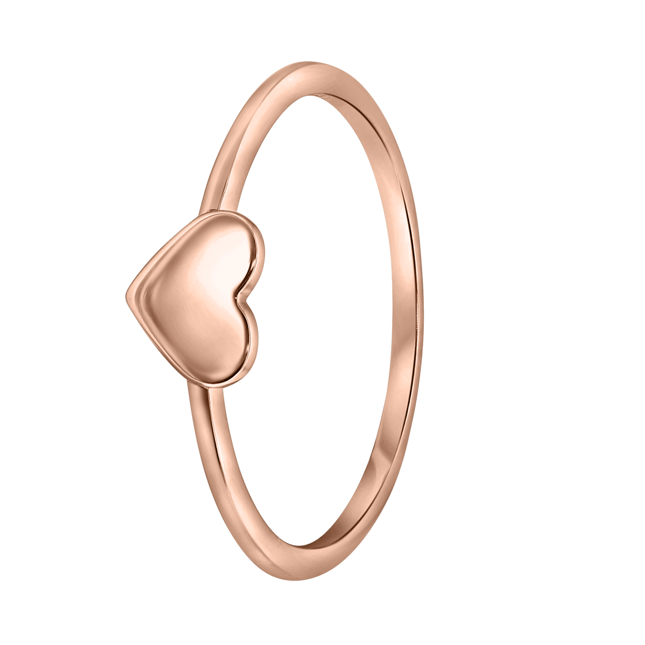 Zilveren roséplated ring hart voor dames