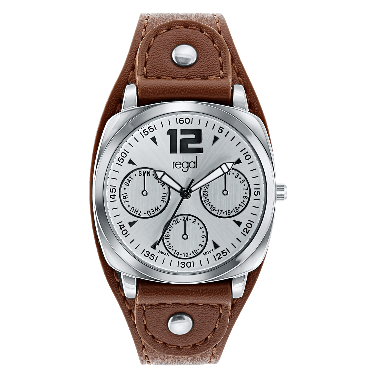 Regal jongenshorloge met een bruine pu leren band