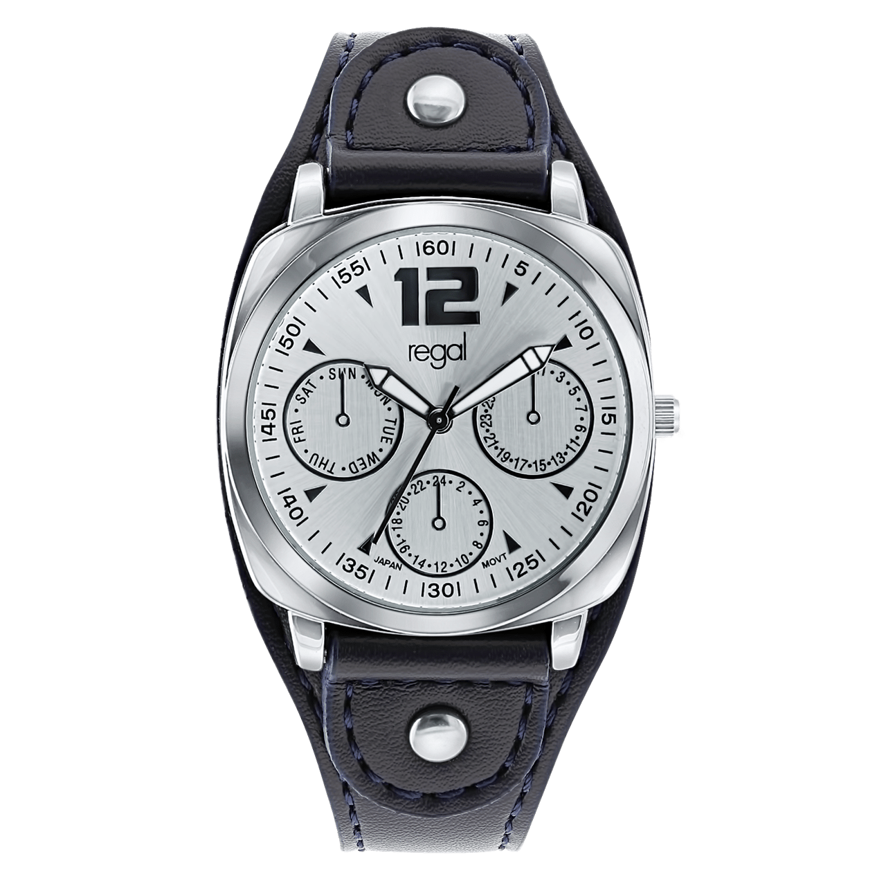 Regal jongenshorloge met een blauwe pu leren band