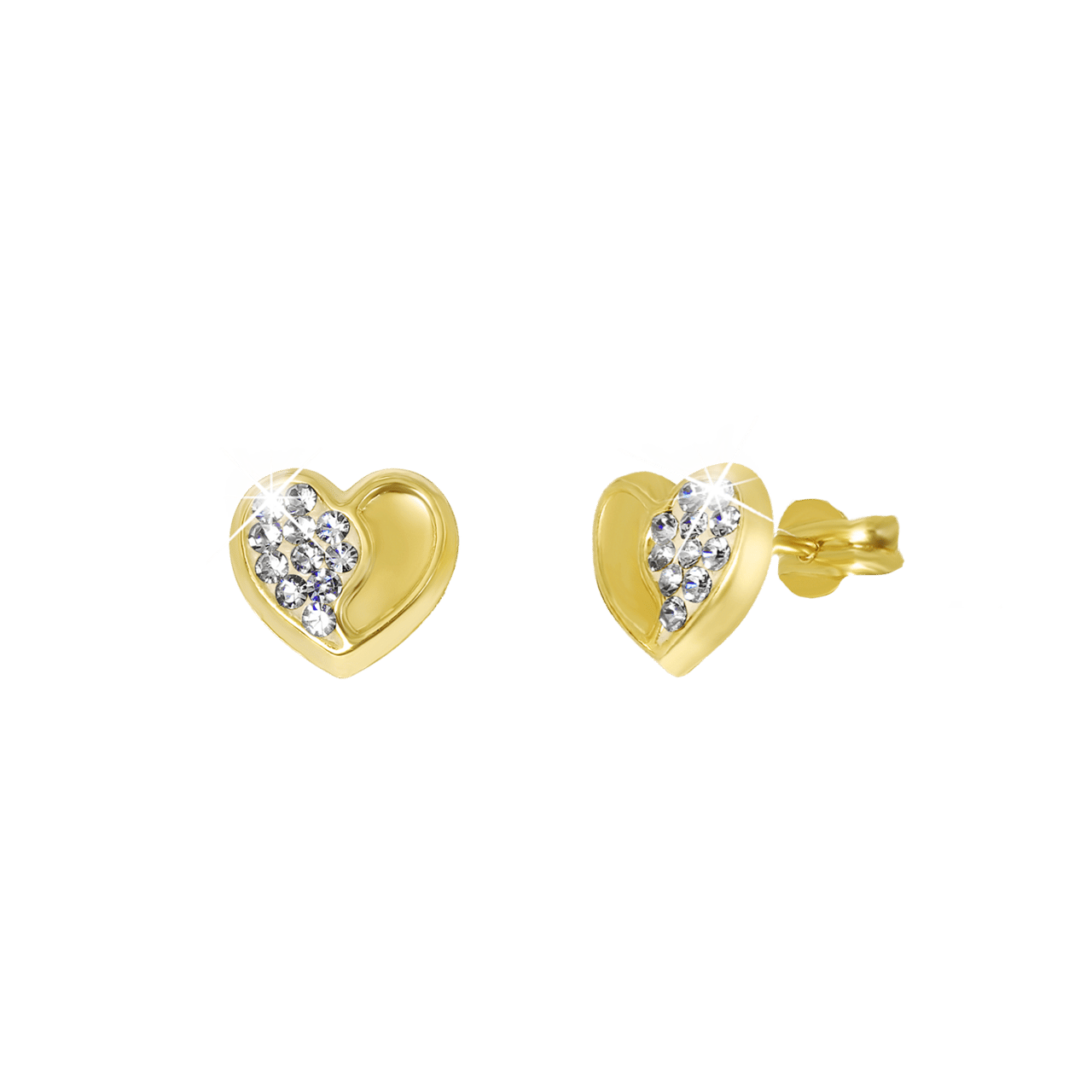 Ohrringe, 585 Gelbgold, Herz mit Kristall