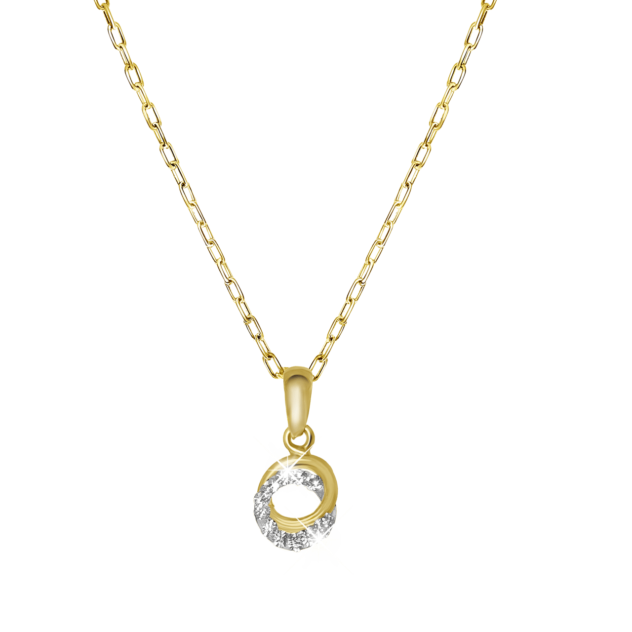 Halskette, 585 Gelbgold, Anhänger, Kreis, Kristall