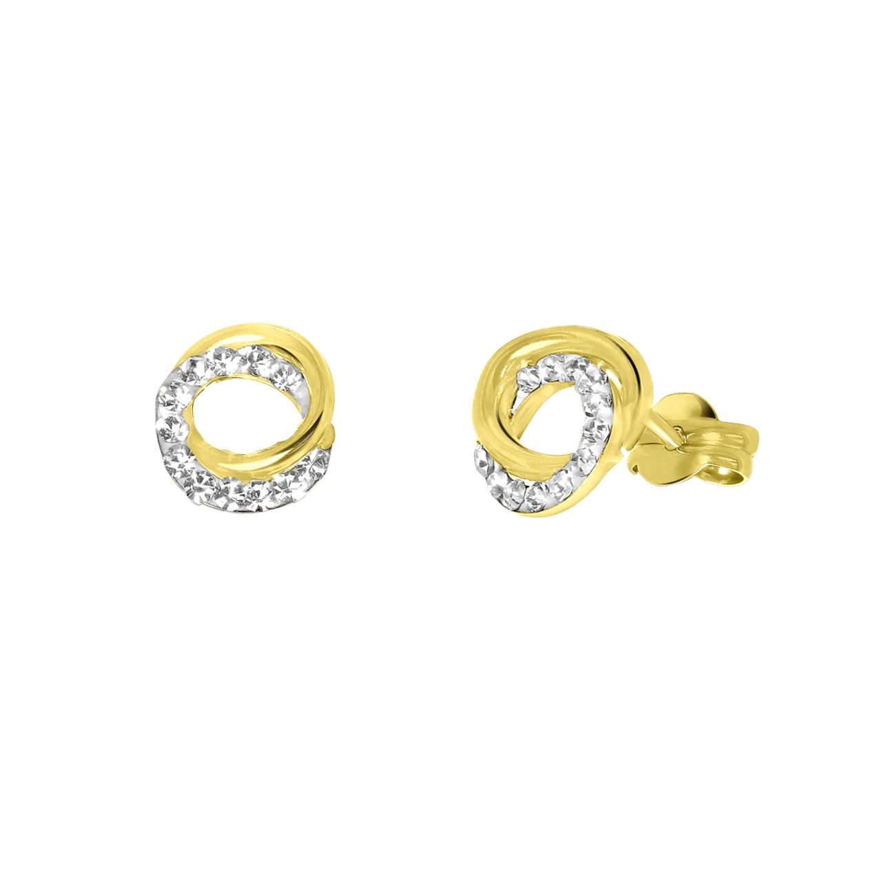 Ohrringe, 585 Gelbgold, Ring mit Kristall