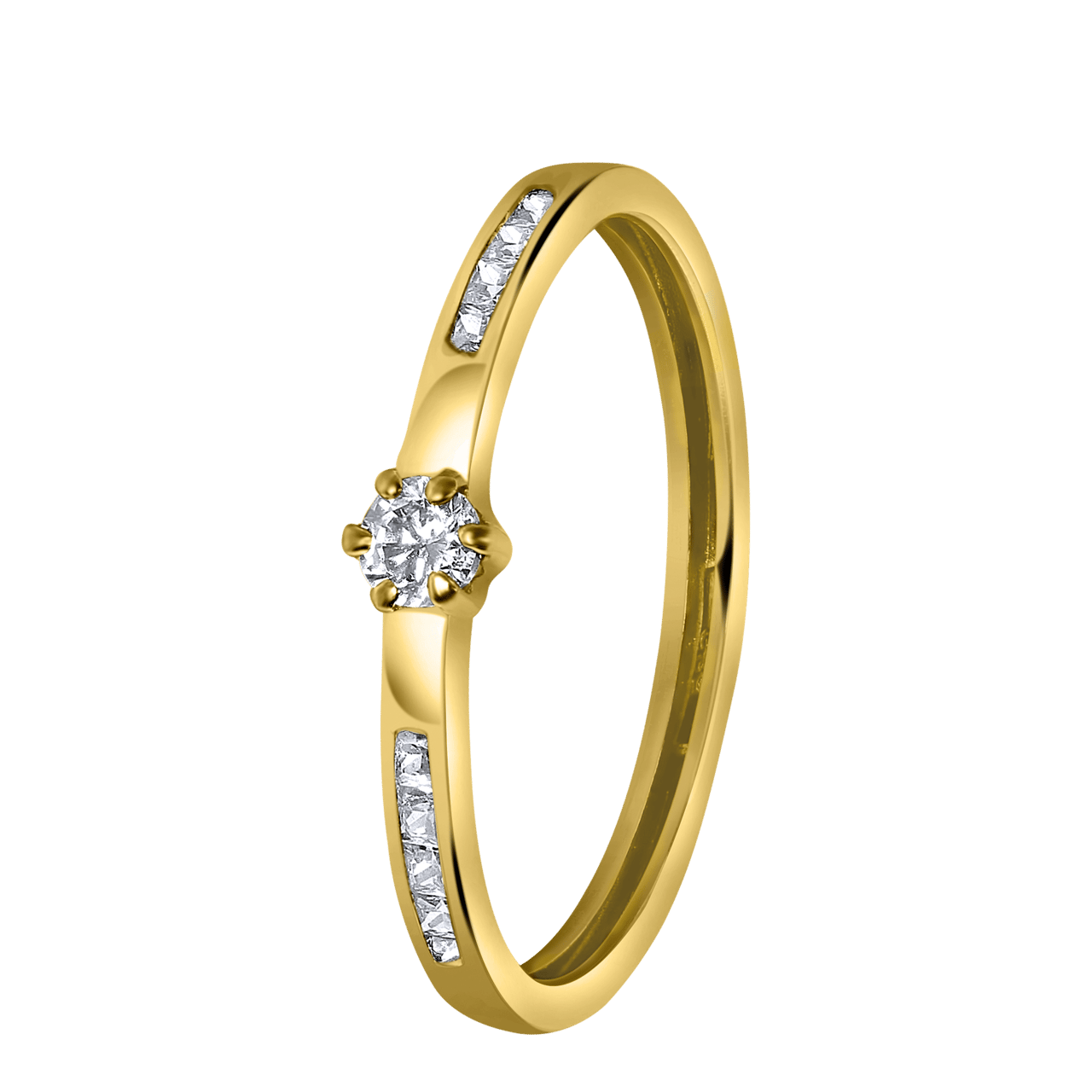 14karaat geelgouden ring solitair met zirkonia