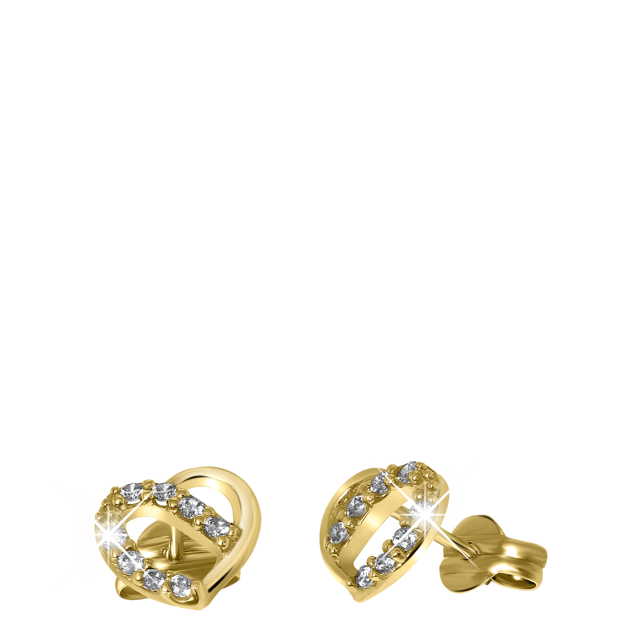 Ohrringe, 585 Gelbgold, Herz mit Zirkonia