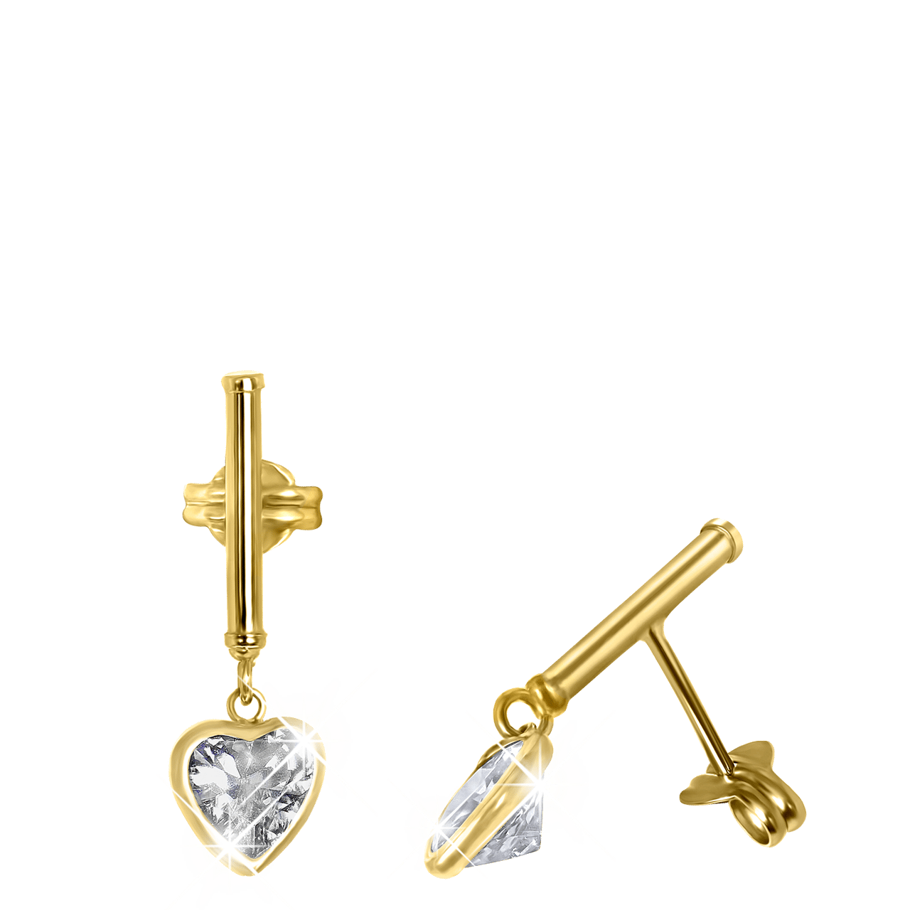 Ohrringe, 585 Gelbgold, Herz mit Zirkonia