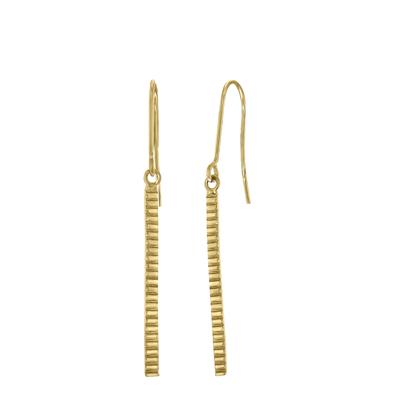 14k geelgouden oorbellen met rechthoekige hanger