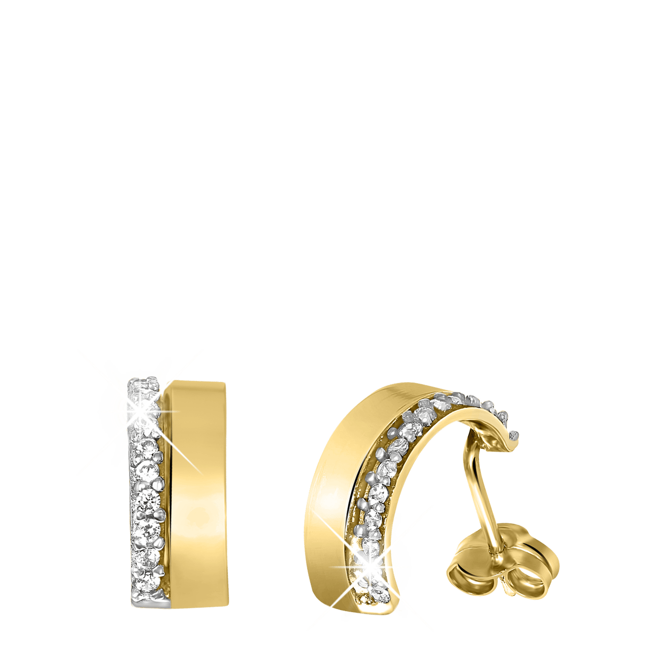 585 Gold Bicolor-Ohrringe mit Zirkonia