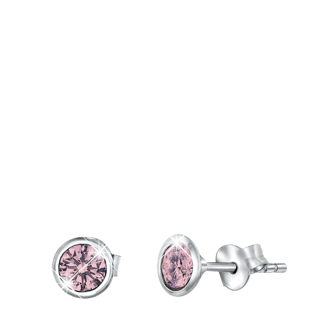 Zilveren oorbellen kristal vintage rose