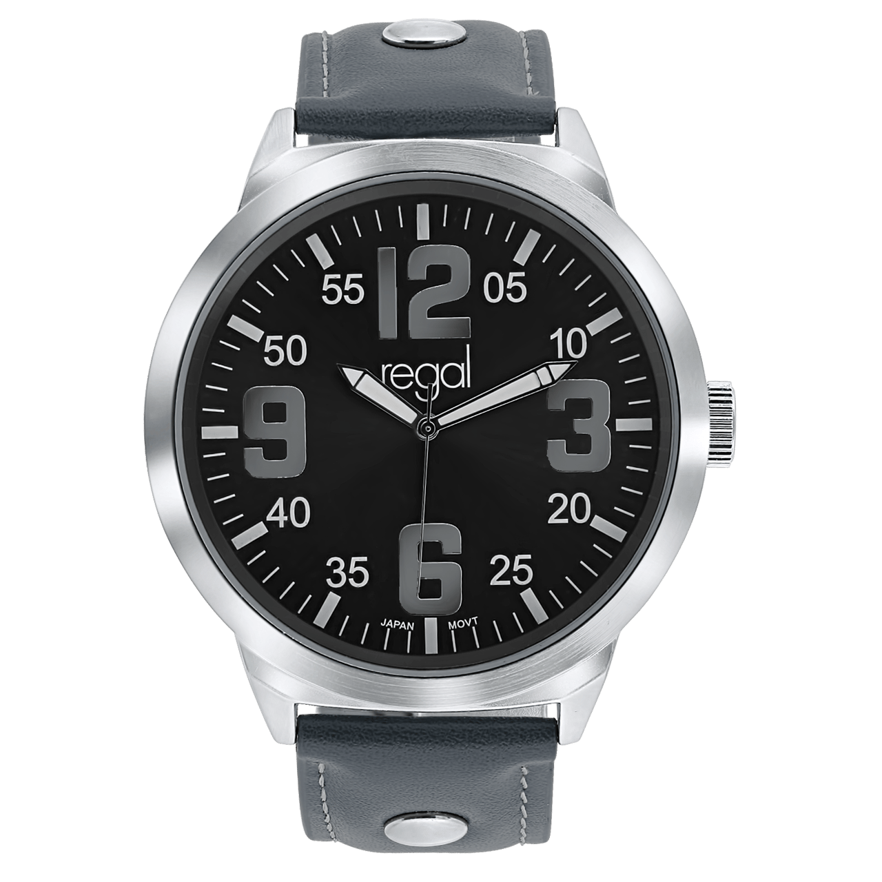 Regal horloge XL met een grijze pu leren band