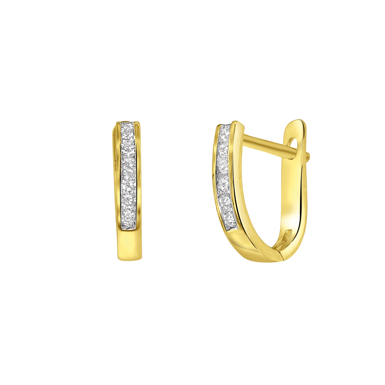 14 Karaat geelgouden oorbellen met diamant 0,18ct