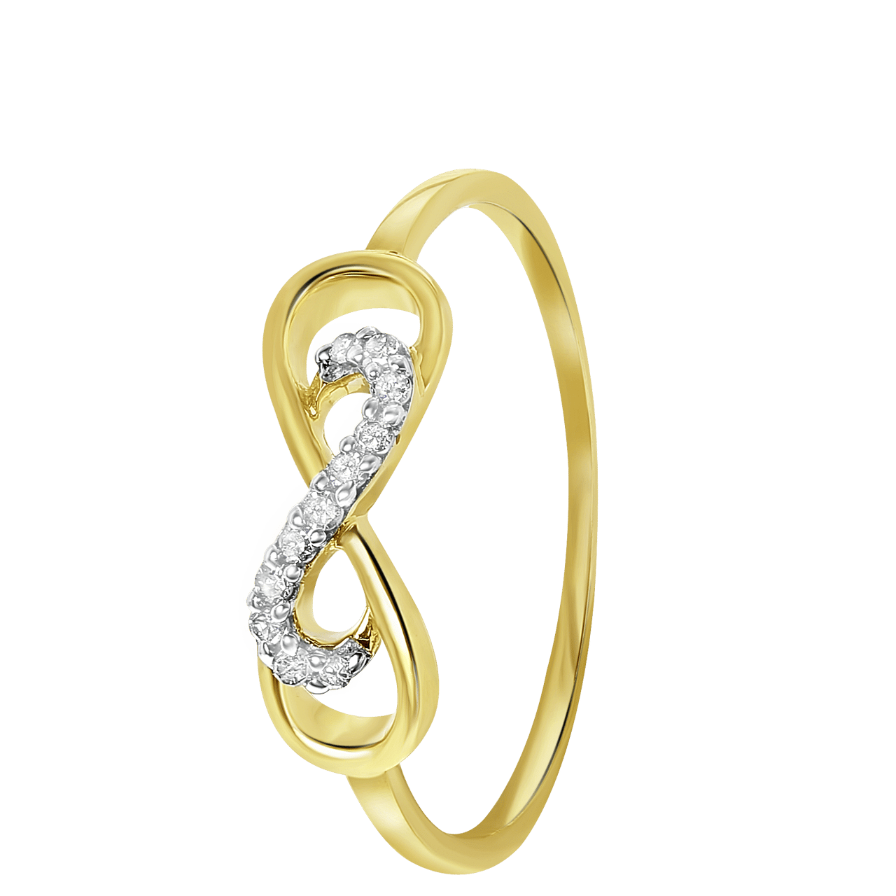 14K geelgouden ring infinity 11 diamanten 0,06ct
