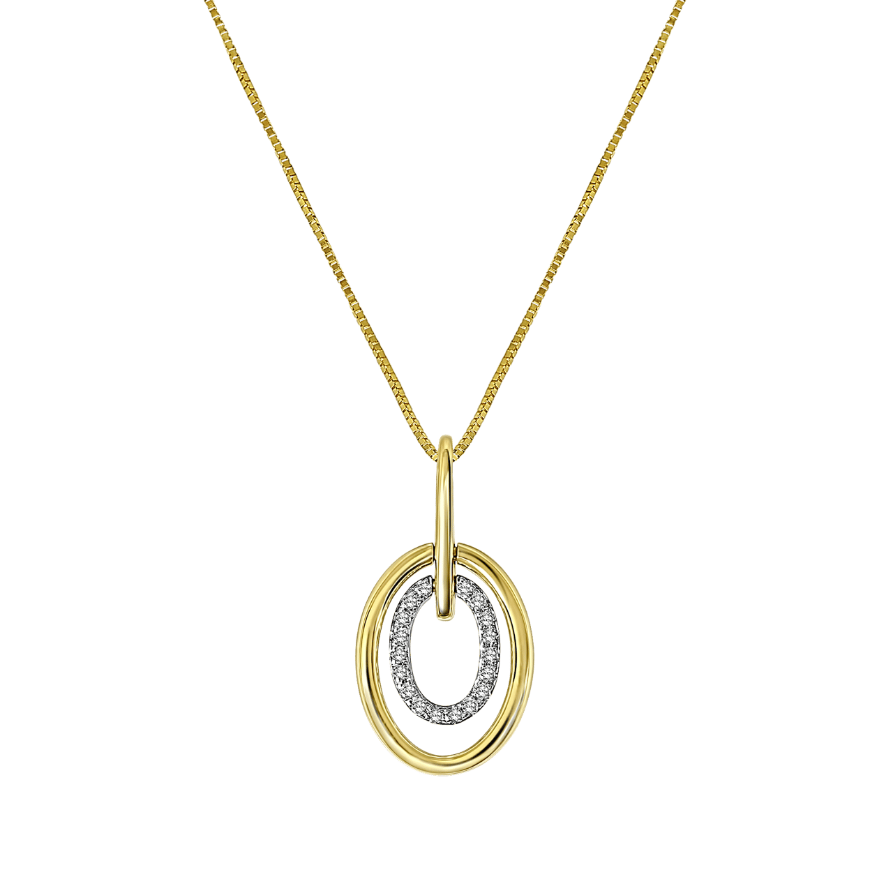 14K geelgouden ketting ovaal met diamant 0,06ct