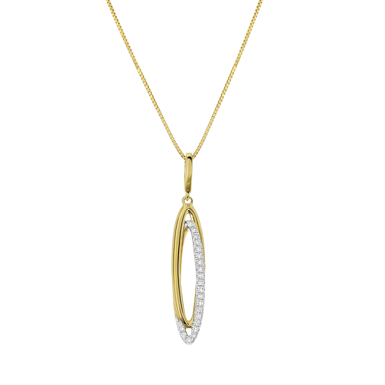 14 Karaat geelgouden ketting met diamant 0,07ct