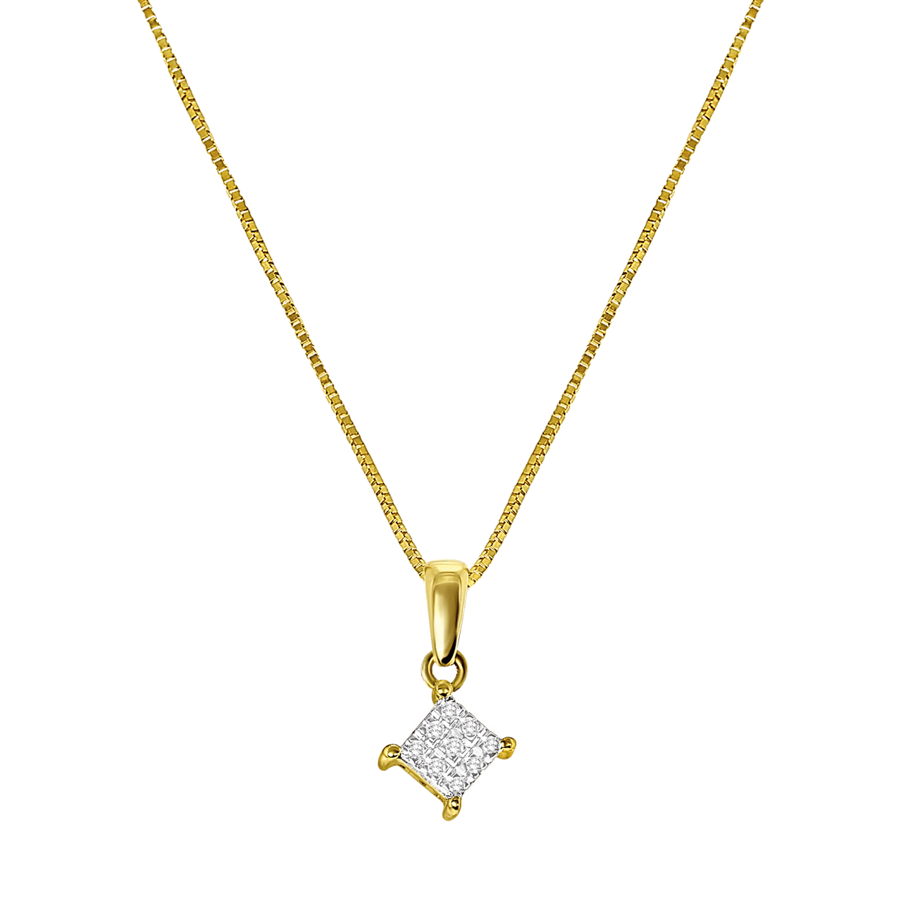 14 Karaat geelgouden ketting met diamant 0,04ct