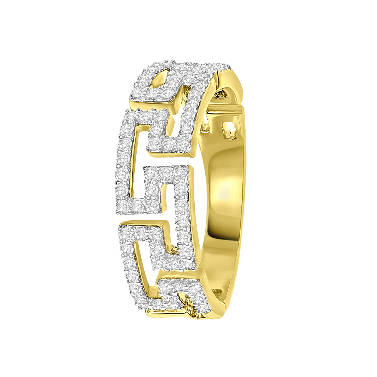 14 karaat geelgouden ring fantasie 71 diamanten 0,43ct