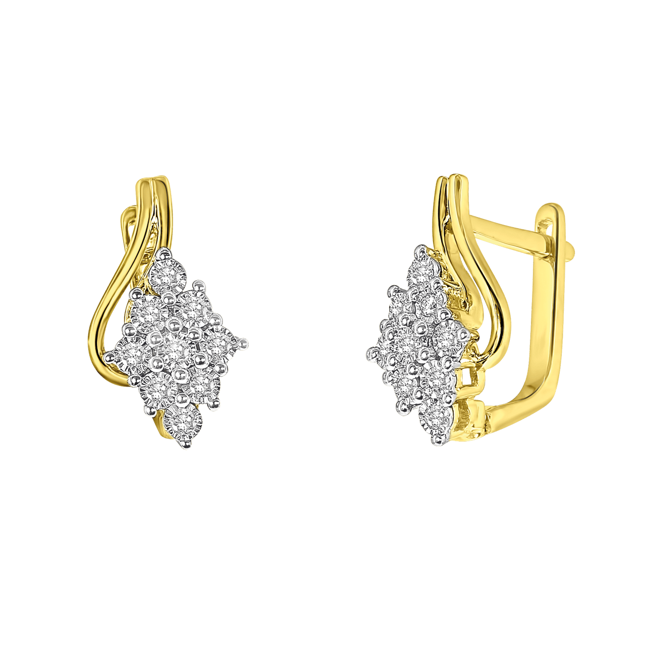 14K gouden oorbellen entourage met diamant 0,16