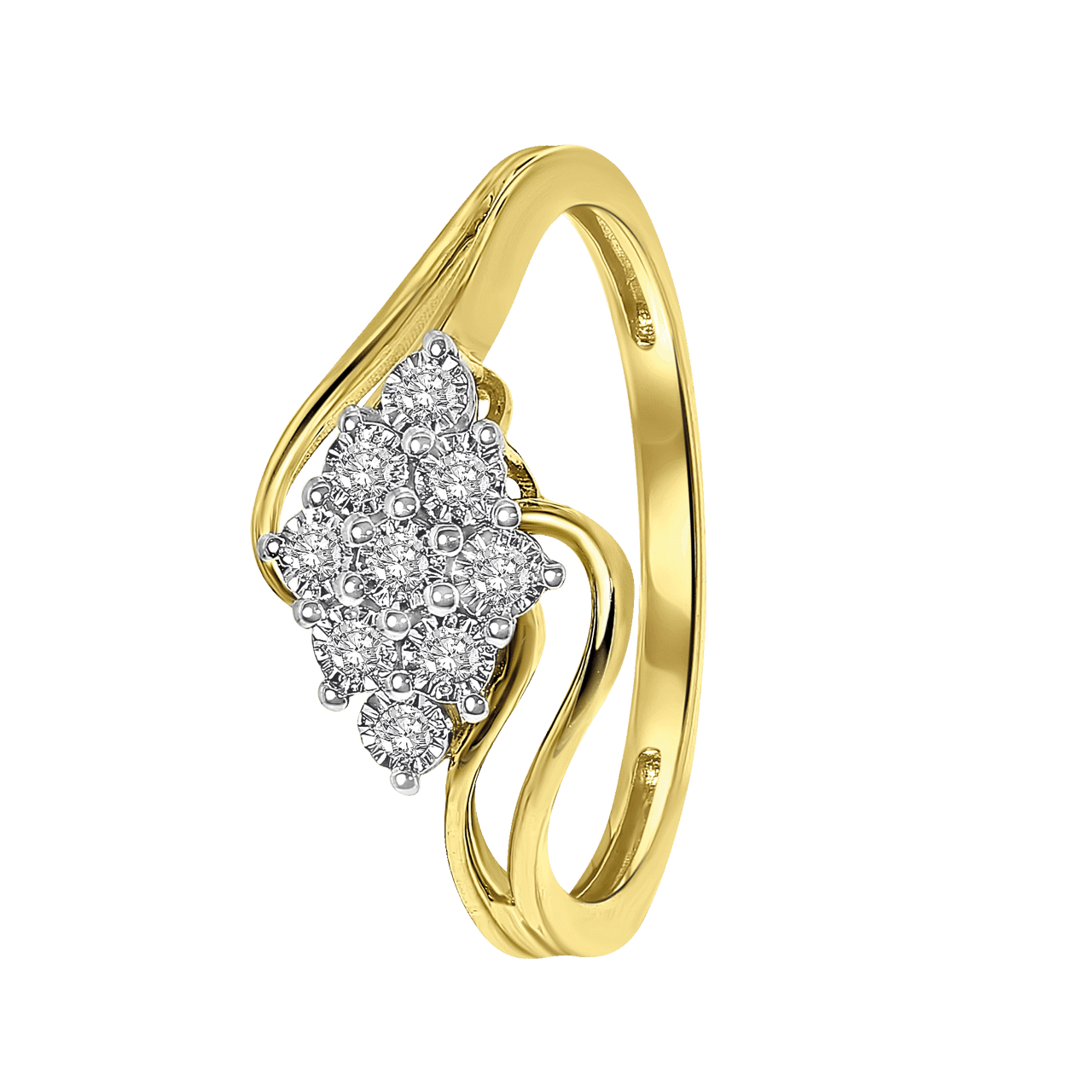 Ring, 585 Gelbgold, Entourage mit Diamant