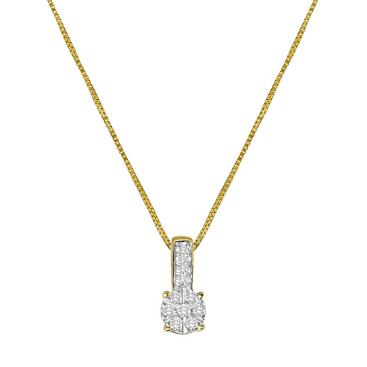 14K geelgouden ketting entourage diamant 0,08ct