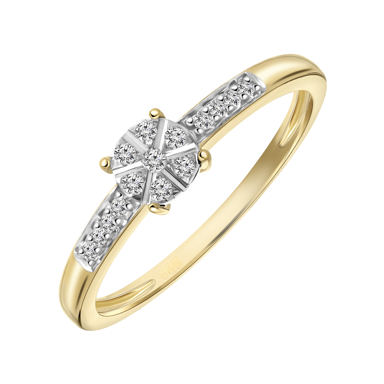 Entourage-Ring, 585 Gelbgold, Diamant 0,09 kt