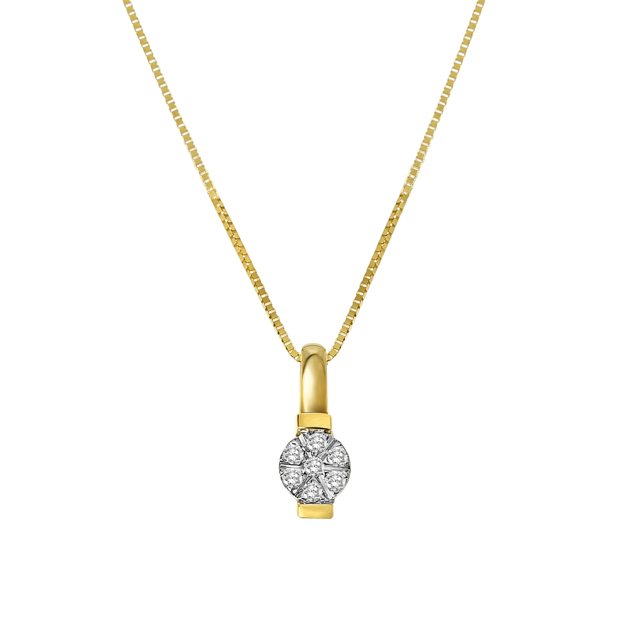 14K geelgouden ketting entourage diamant 0,06ct
