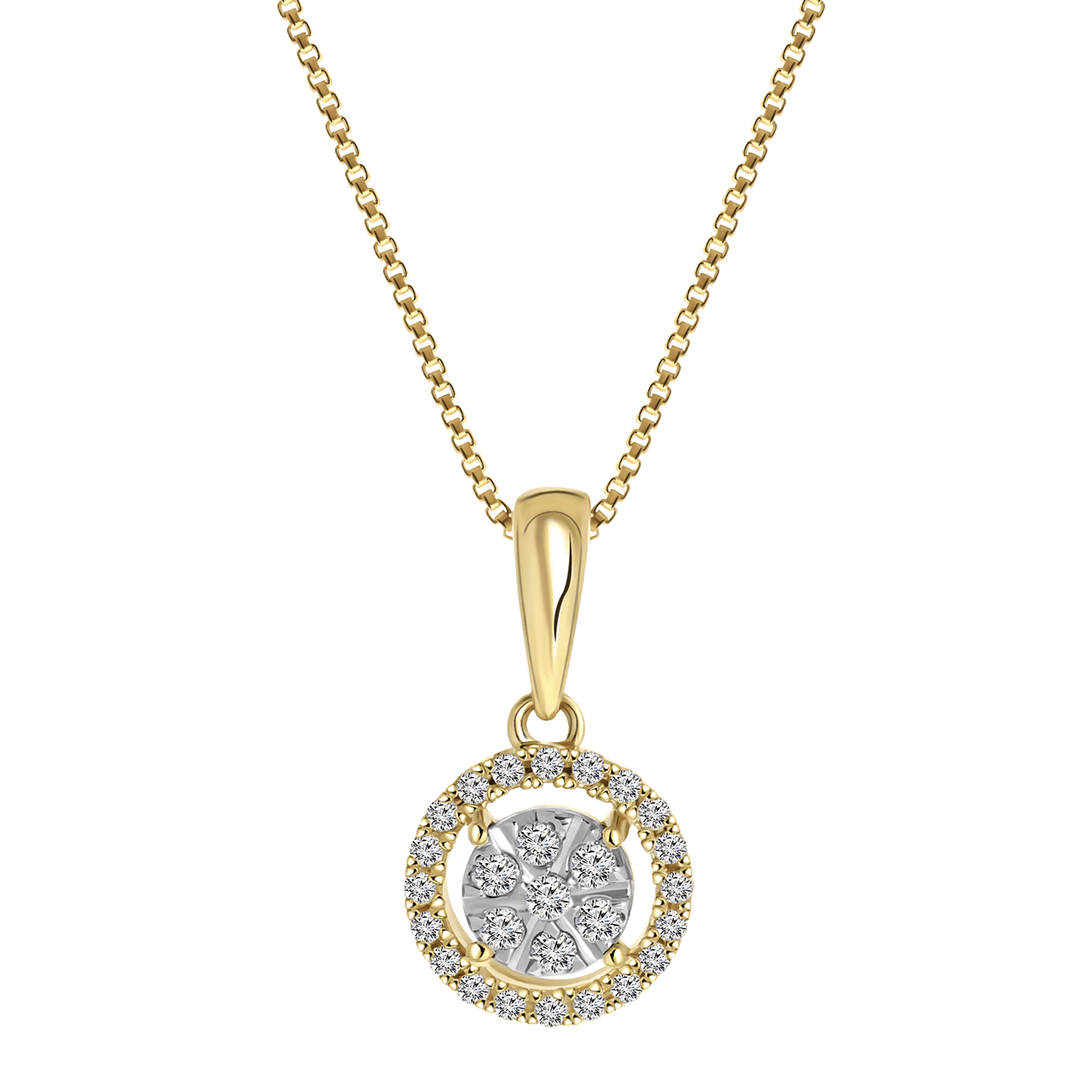 14K geelgouden ketting entourage diamant 0,13ct