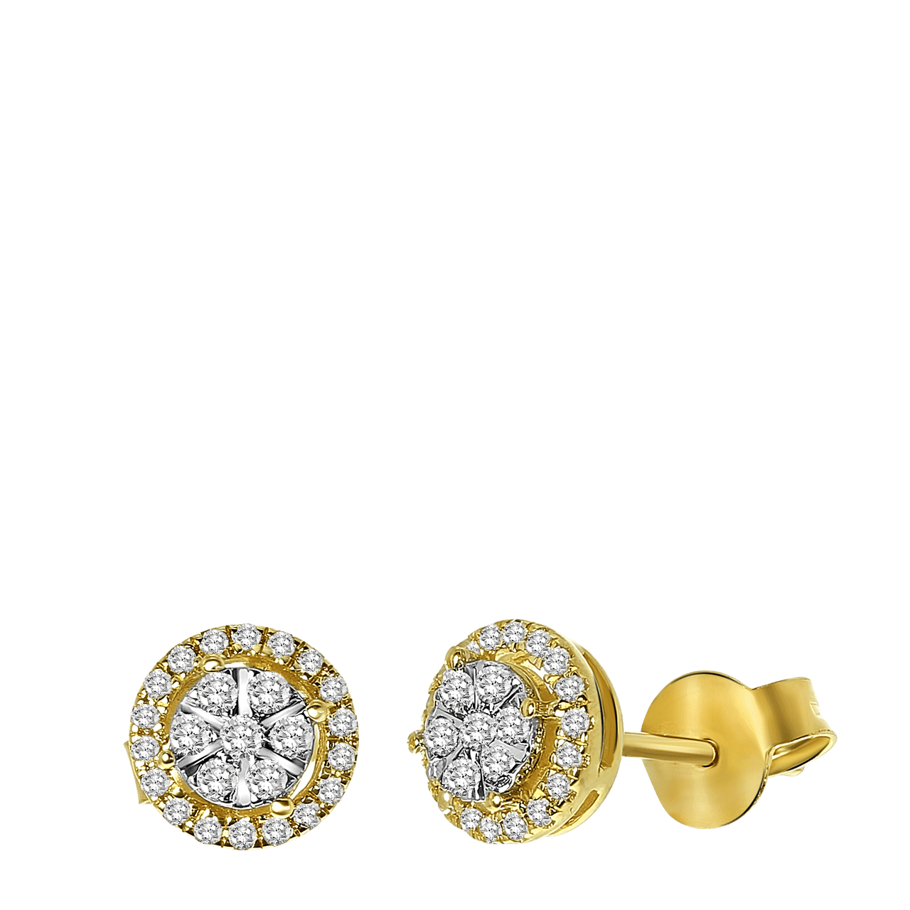 14K gouden oorbellen entourage met diamant 0,23ct