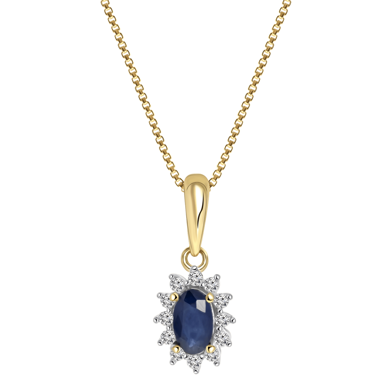 14K geelgouden ketting saffier en diamant 0,07ct