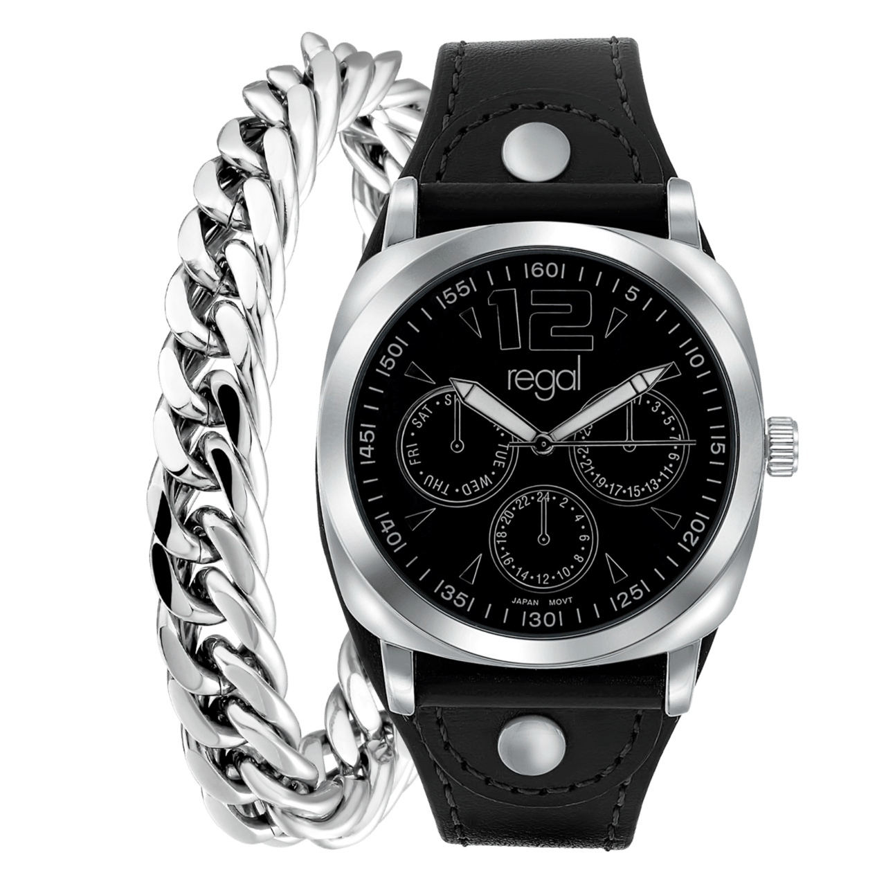 Gerecycled stalen set armband & regal horloge