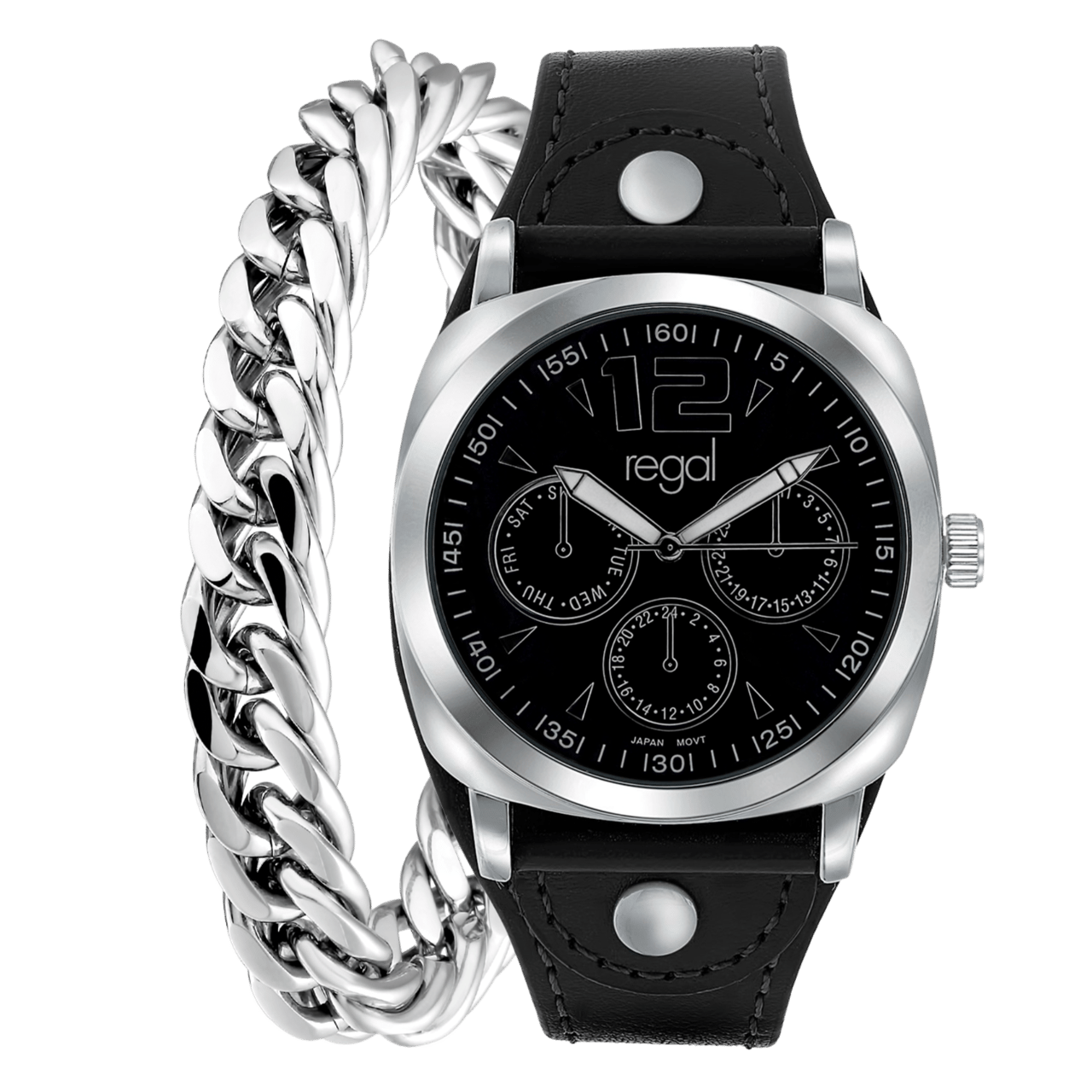 Gerecycleerd stainless steel set armband & regal horloge