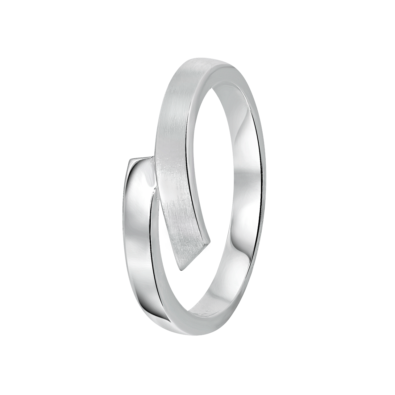 Zilveren ring rhodiumplated mat/glans