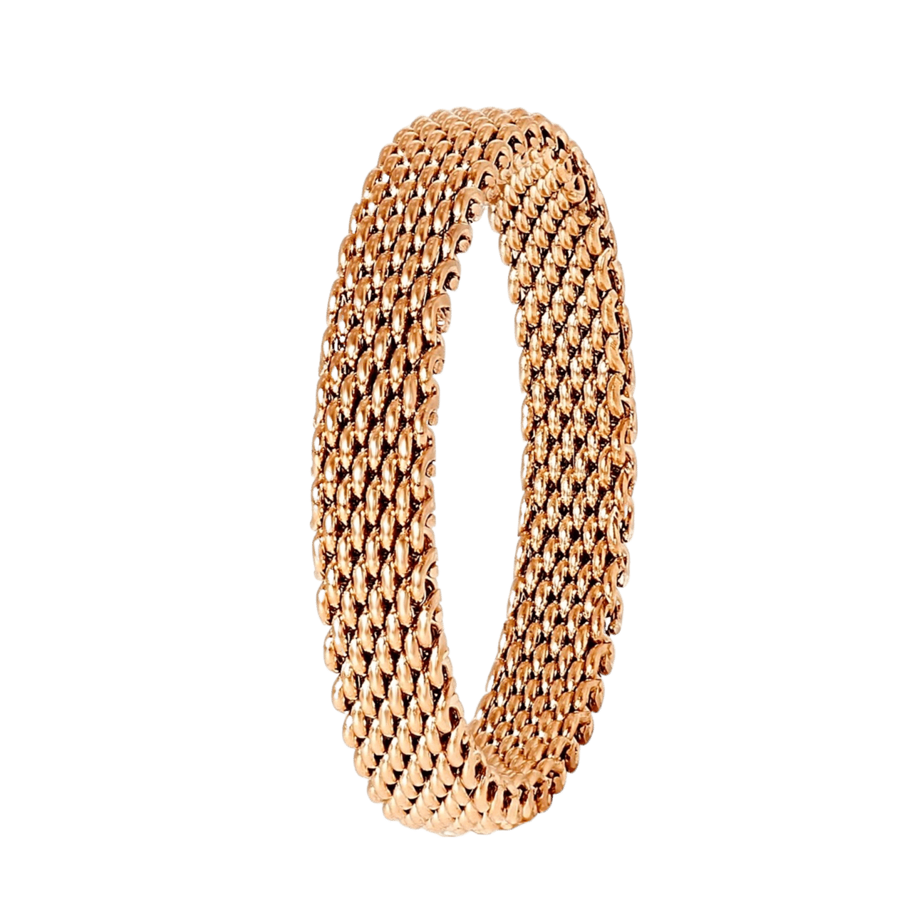 Gerecycleerd stainless steel ring mesh roseplated