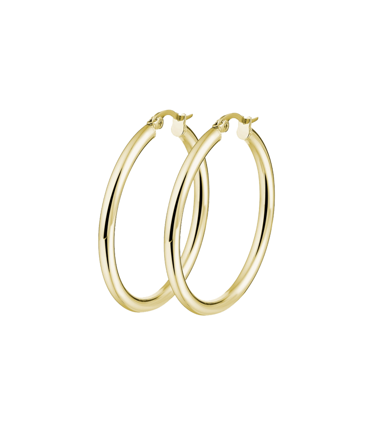 Gerecycled stalen oorbellen goldplated 15mm