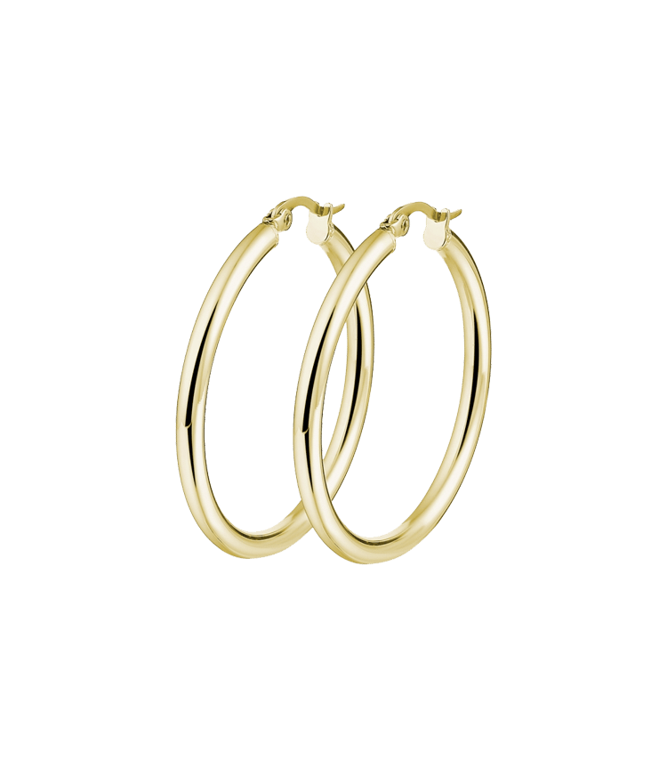 Gerecycleerd stainless steel oorbellen goldplated 15mm