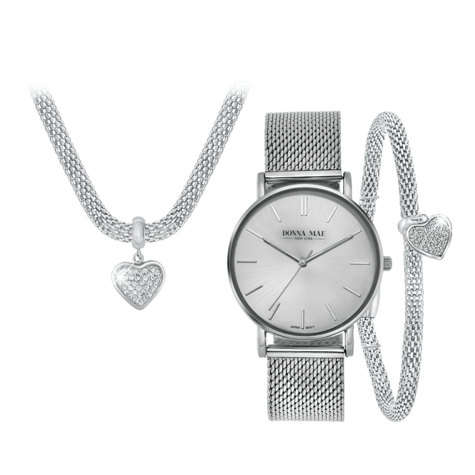 Gerecycled stalen set met hart kristal