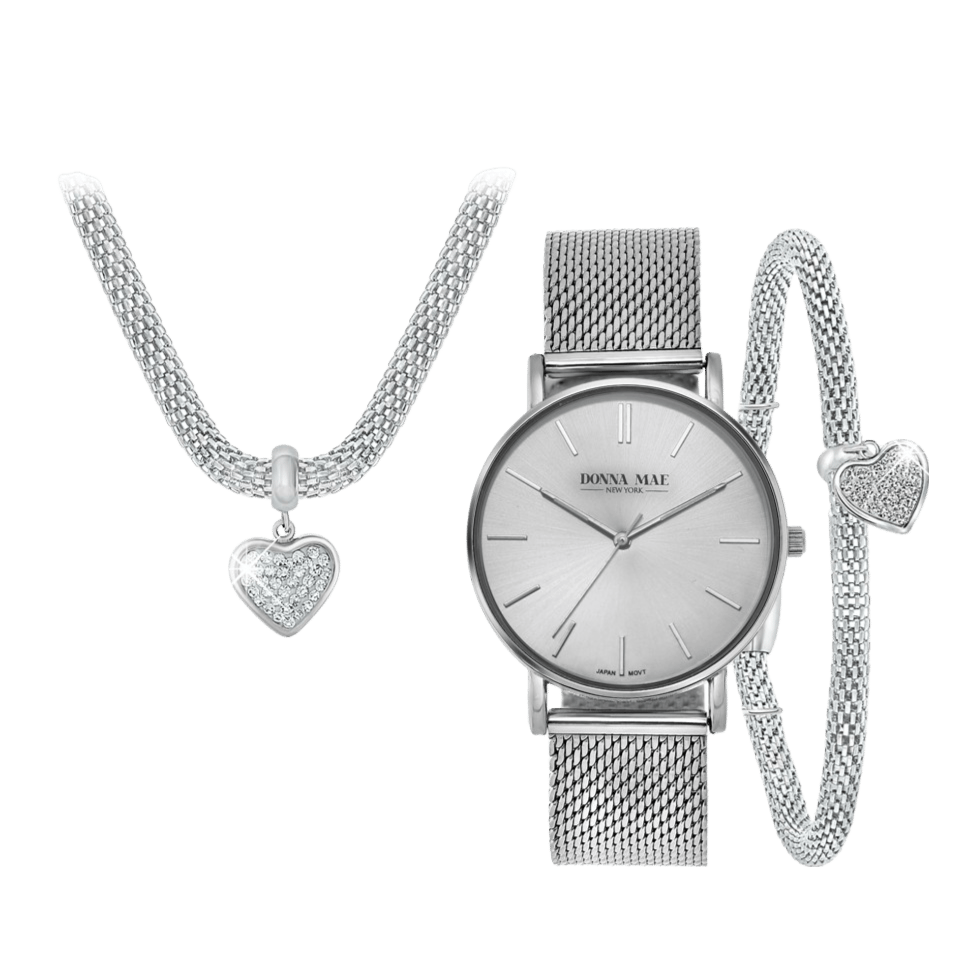 Gerecycleerd stainless steel set met hart kristal