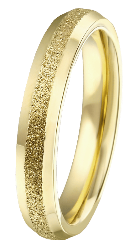 Gerecycleerd stainless steel ring goldplated gediamanteerd