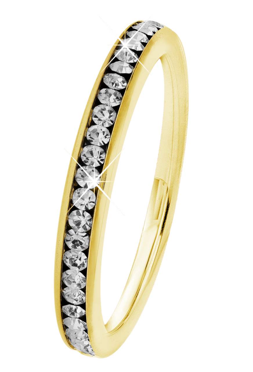 Gerecycleerd stainless steel ring goldplated met kristal
