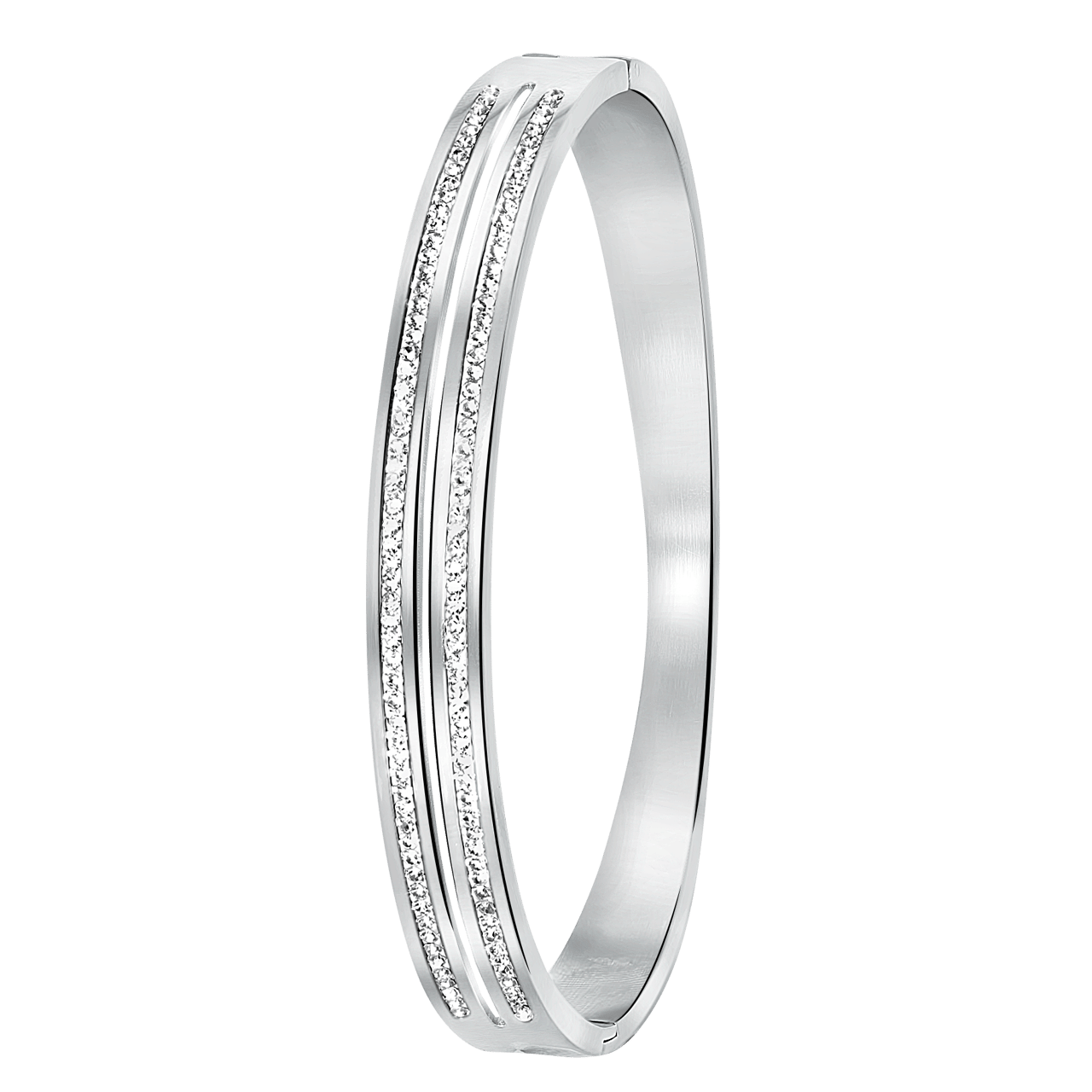 Gerecycleerd stalen armband bangle opengewerkt met kristal