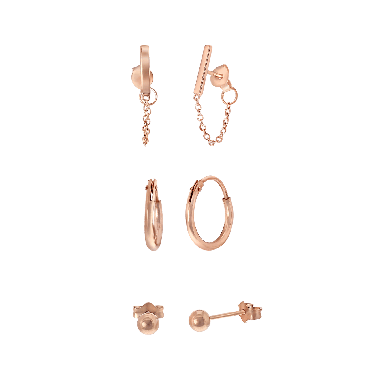 Zilveren set roseplated oorbellen