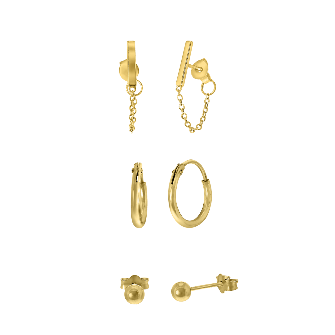 Zilveren set goldplated oorbellen